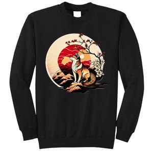 Japanese Shiba Inu Dog Sunset - Ukiyo-e Style Sweatshirt