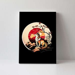 Japanese Shiba Inu Dog Sunset - Ukiyo-e Style Canvas