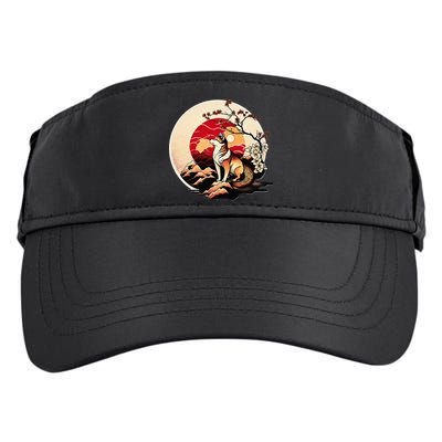 Japanese Shiba Inu Dog Sunset - Ukiyo-e Style Adult Drive Performance Visor