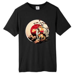 Japanese Shiba Inu Dog Sunset - Ukiyo-e Style Tall Fusion ChromaSoft Performance T-Shirt