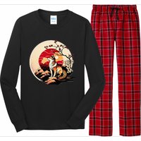 Japanese Shiba Inu Dog Sunset - Ukiyo-e Style Long Sleeve Pajama Set