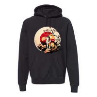 Japanese Shiba Inu Dog Sunset - Ukiyo-e Style Premium Hoodie