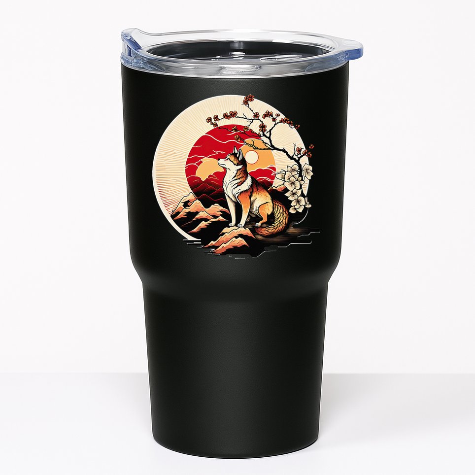 Japanese Shiba Inu Dog Sunset - Ukiyo-e Style Tumbler