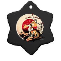 Japanese Shiba Inu Dog Sunset - Ukiyo-e Style Ceramic Star Ornament