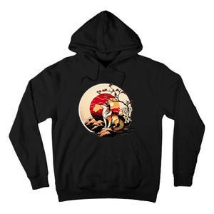 Japanese Shiba Inu Dog Sunset - Ukiyo-e Style Tall Hoodie