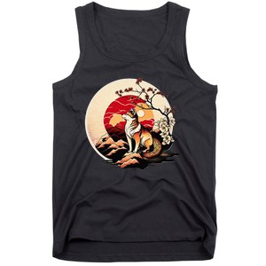 Japanese Shiba Inu Dog Sunset - Ukiyo-e Style Tank Top