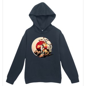 Japanese Shiba Inu Dog Sunset - Ukiyo-e Style Urban Pullover Hoodie