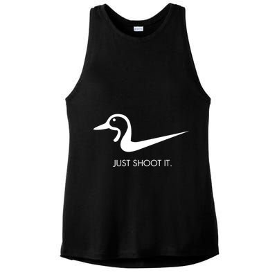 Just Shoot It Duck Hunting Design Great Gift Ladies PosiCharge Tri-Blend Wicking Tank