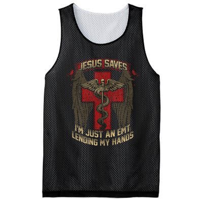 Jesus Saves Im Just An Emt Lending My Hands Mesh Reversible Basketball Jersey Tank