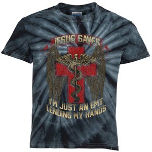 Jesus Saves Im Just An Emt Lending My Hands Kids Tie-Dye T-Shirt