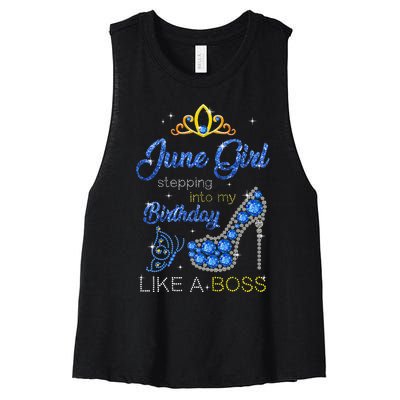 June Stepping Into My Birthday Gift for Gemini Wo Women's Racerback Cropped Tank