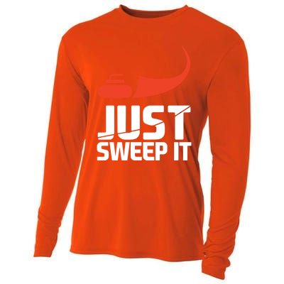 Just Sweep It! Funny Curling Sports Gift Cooling Performance Long Sleeve Crew