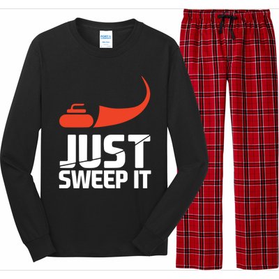 Just Sweep It! Funny Curling Sports Gift Long Sleeve Pajama Set