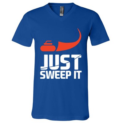 Just Sweep It! Funny Curling Sports Gift V-Neck T-Shirt