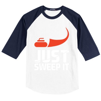 Just Sweep It! Funny Curling Sports Gift Baseball Sleeve Shirt