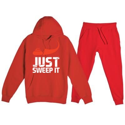 Just Sweep It! Funny Curling Sports Gift Premium Hooded Sweatsuit Set