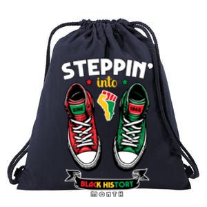 Junenth Steppin Into Black History Month Funny Gift Drawstring Bag