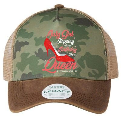 July Stepping Into My Birthday Like A Queen Living Legacy Tie Dye Trucker Hat