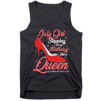 July Stepping Into My Birthday Like A Queen Living Tank Top