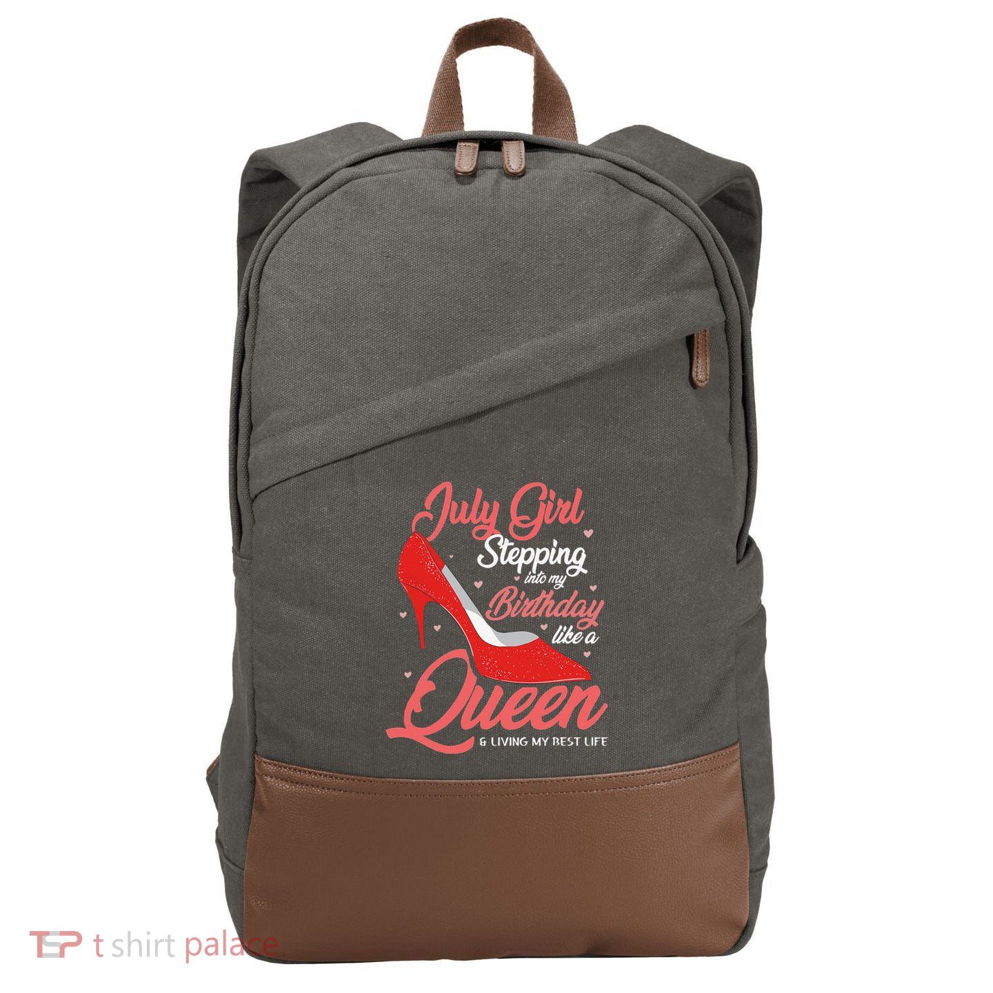 July Stepping Into My Birthday Like A Queen Living Cotton Canvas Backpack