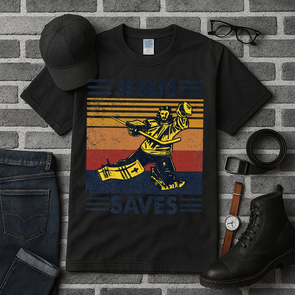 Jesus Saves Ice Hockey Goalie Sport Religious Christian Gift Tall T-Shirt