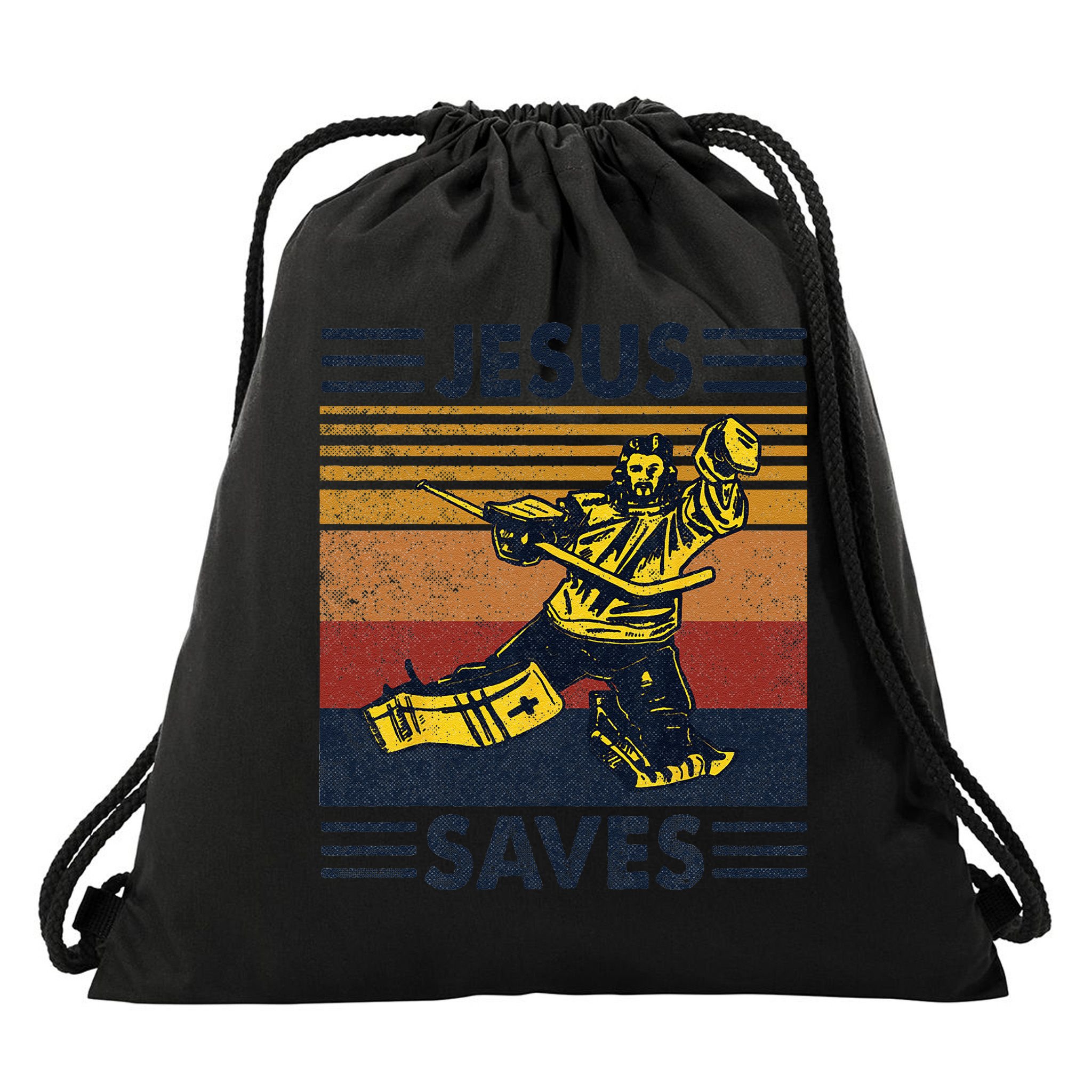 Jesus Saves Ice Hockey Goalie Sport Religious Christian Gift Drawstring Bag