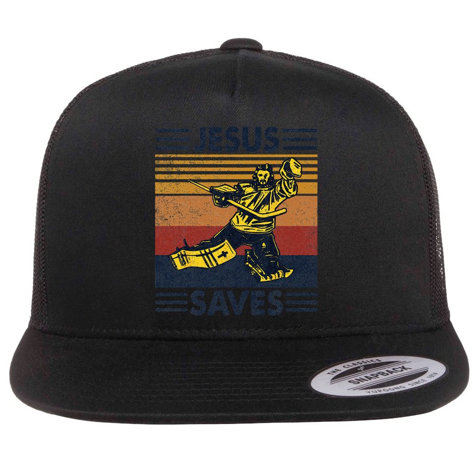 Jesus Saves Ice Hockey Goalie Sport Religious Christian Gift Flat Bill Trucker Hat