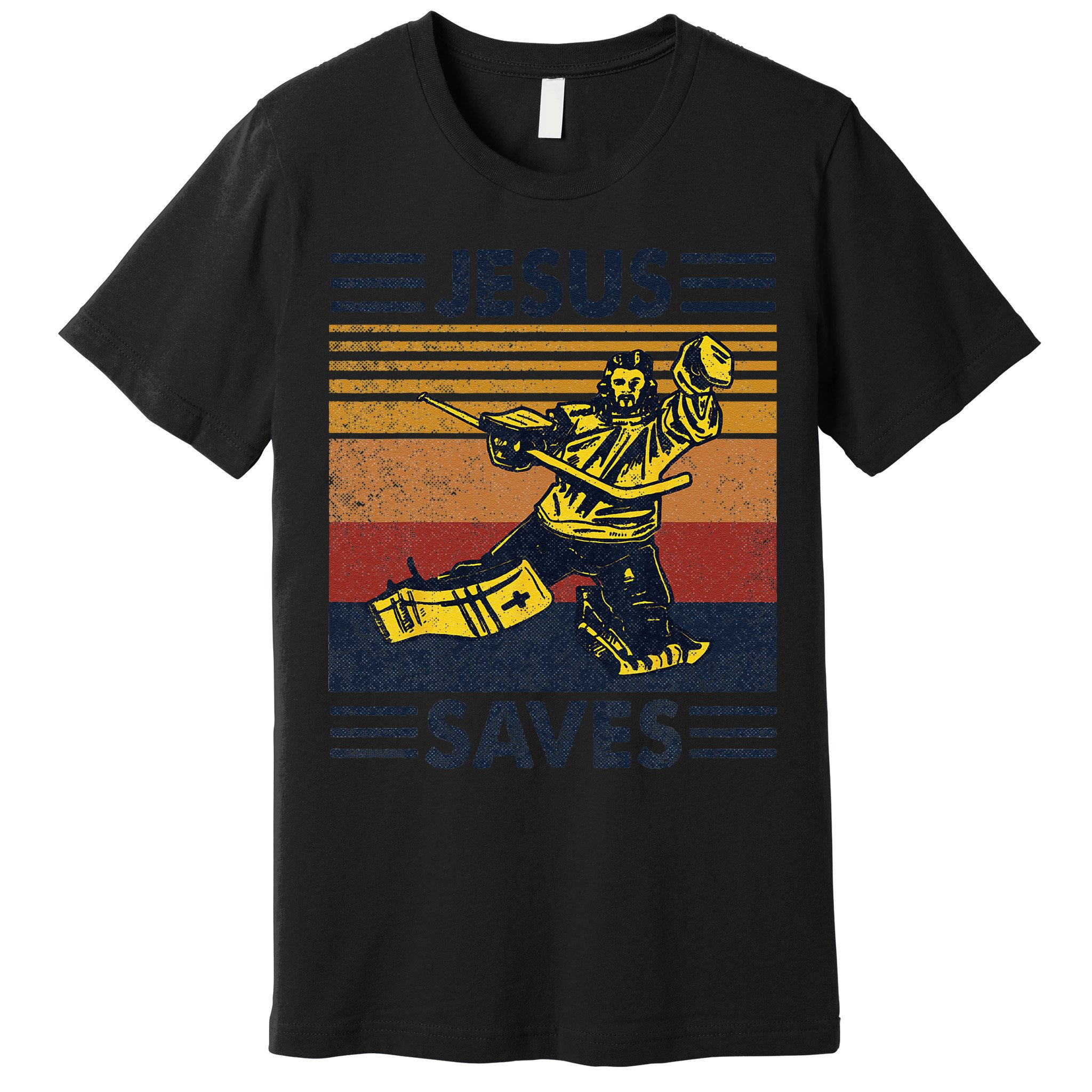 Jesus Saves Ice Hockey Goalie Sport Religious Christian Gift Premium T-Shirt
