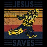 Jesus Saves Ice Hockey Goalie Sport Religious Christian Gift Premium T-Shirt