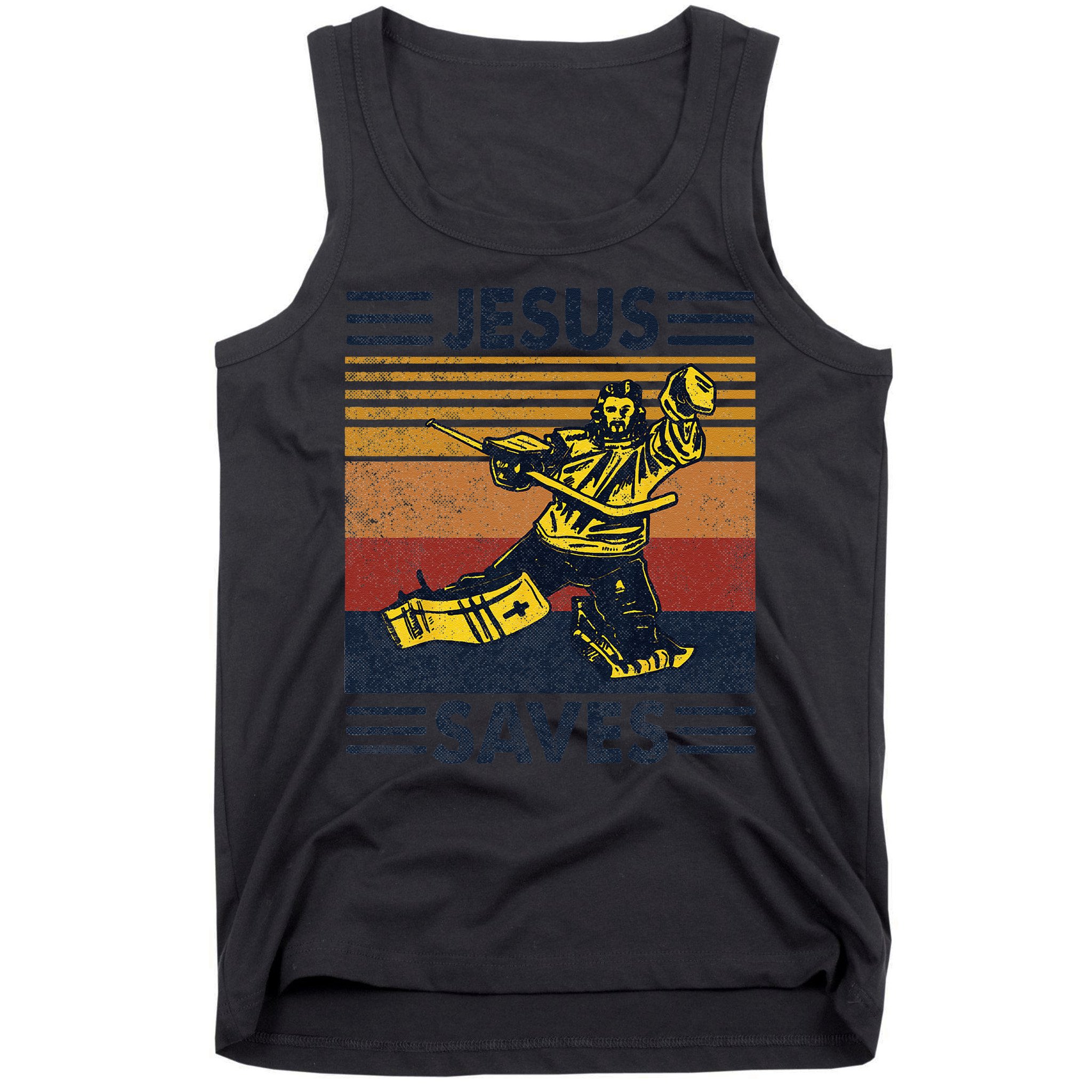Jesus Saves Ice Hockey Goalie Sport Religious Christian Gift Tank Top