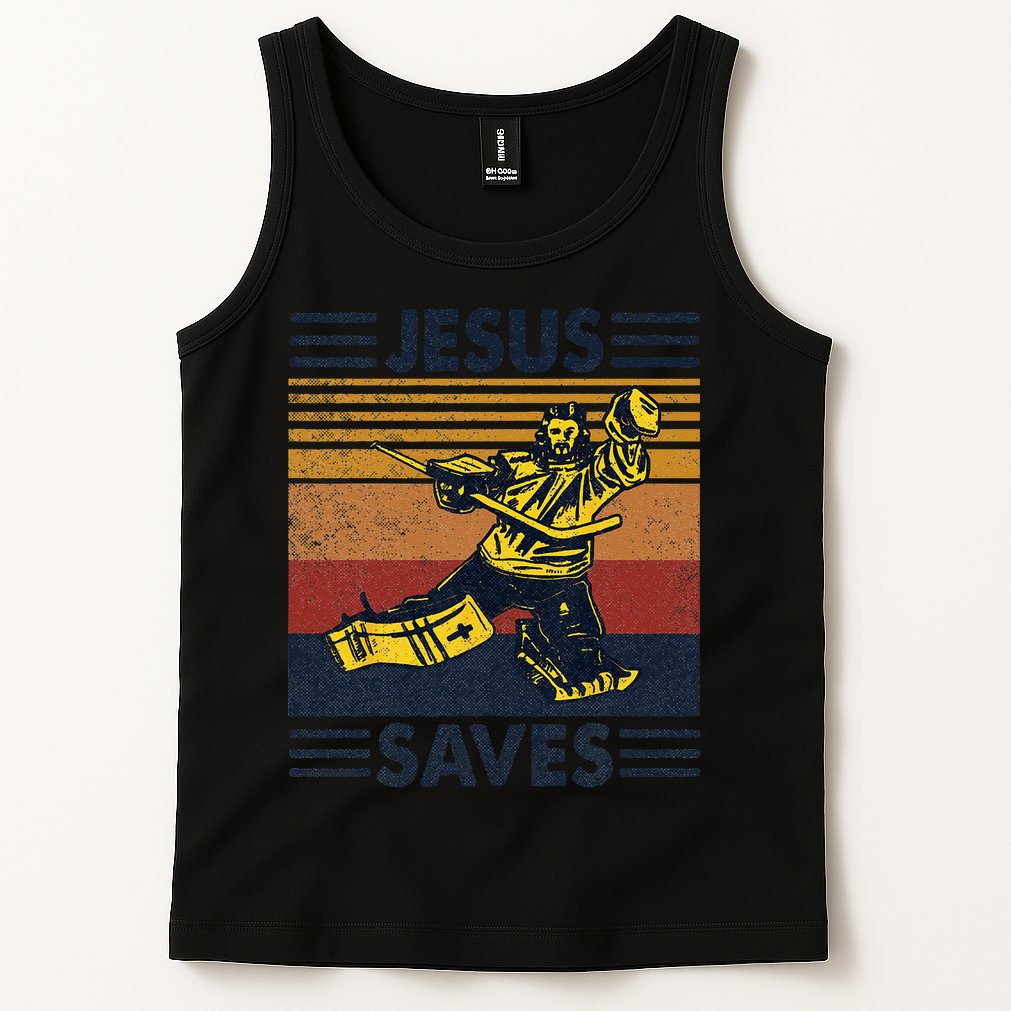 Jesus Saves Ice Hockey Goalie Sport Religious Christian Gift Tank Top