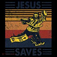 Jesus Saves Ice Hockey Goalie Sport Religious Christian Gift Women's V-Neck T-Shirt