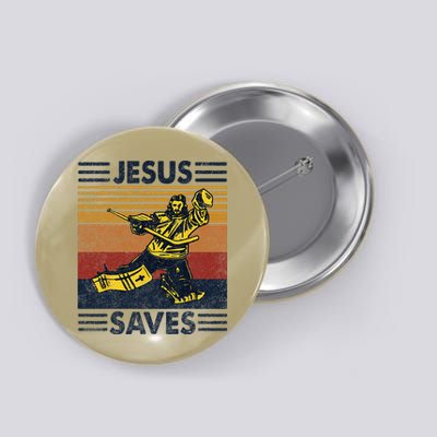 Jesus Saves Ice Hockey Goalie Sport Religious Christian Gift Button