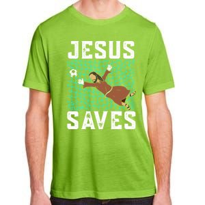 Jesus Saves I Christian Faith I Jesus Soccer Goalkeeper Funny Gift Adult ChromaSoft Performance T-Shirt