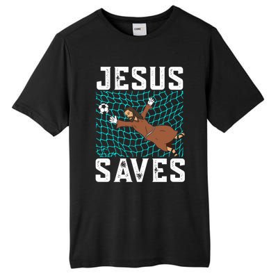 Jesus Saves I Christian Faith I Jesus Soccer Goalkeeper Funny Gift Tall Fusion ChromaSoft Performance T-Shirt