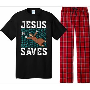 Jesus Saves I Christian Faith I Jesus Soccer Goalkeeper Funny Gift Pajama Set