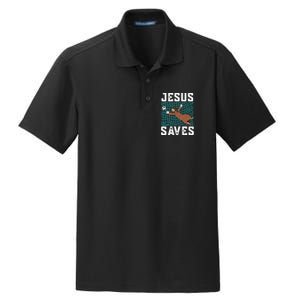 Jesus Saves I Christian Faith I Jesus Soccer Goalkeeper Funny Gift Dry Zone Grid Polo