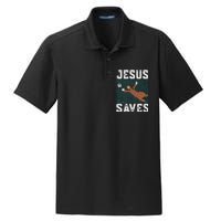 Jesus Saves I Christian Faith I Jesus Soccer Goalkeeper Funny Gift Dry Zone Grid Polo