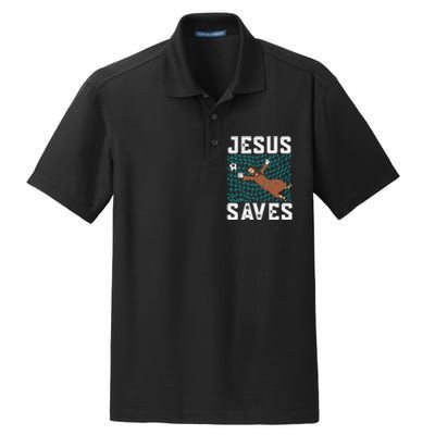 Jesus Saves I Christian Faith I Jesus Soccer Goalkeeper Funny Gift Dry Zone Grid Polo