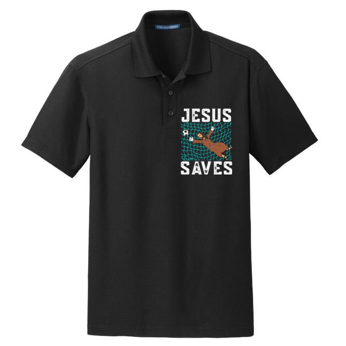 Jesus Saves I Christian Faith I Jesus Soccer Goalkeeper Funny Gift Dry Zone Grid Polo