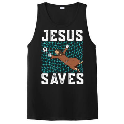 Jesus Saves I Christian Faith I Jesus Soccer Goalkeeper Funny Gift PosiCharge Competitor Tank