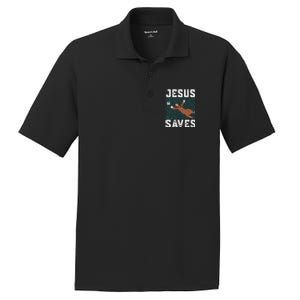 Jesus Saves I Christian Faith I Jesus Soccer Goalkeeper Funny Gift PosiCharge RacerMesh Polo