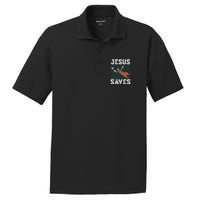 Jesus Saves I Christian Faith I Jesus Soccer Goalkeeper Funny Gift PosiCharge RacerMesh Polo