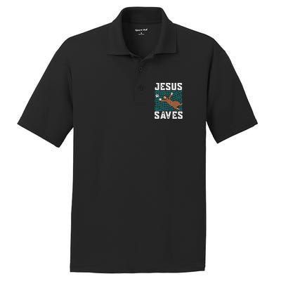 Jesus Saves I Christian Faith I Jesus Soccer Goalkeeper Funny Gift PosiCharge RacerMesh Polo