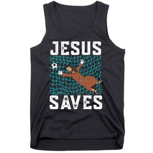 Jesus Saves I Christian Faith I Jesus Soccer Goalkeeper Funny Gift Tank Top