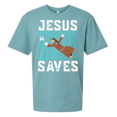 Jesus Saves I Christian Faith I Jesus Soccer Goalkeeper Funny Gift Sueded Cloud Jersey T-Shirt