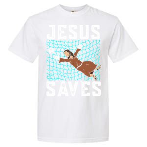 Jesus Saves I Christian Faith I Jesus Soccer Goalkeeper Funny Gift Garment-Dyed Heavyweight T-Shirt