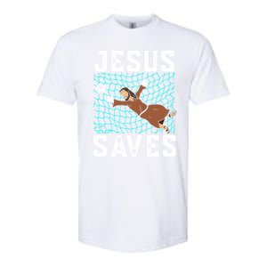 Jesus Saves I Christian Faith I Jesus Soccer Goalkeeper Funny Gift Softstyle CVC T-Shirt