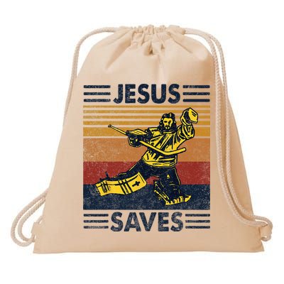 Jesus Saves Ice Hockey Goalie Sport Religious Christian Gift Drawstring Bag