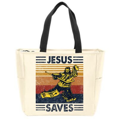 Jesus Saves Ice Hockey Goalie Sport Religious Christian Gift Zip Tote Bag